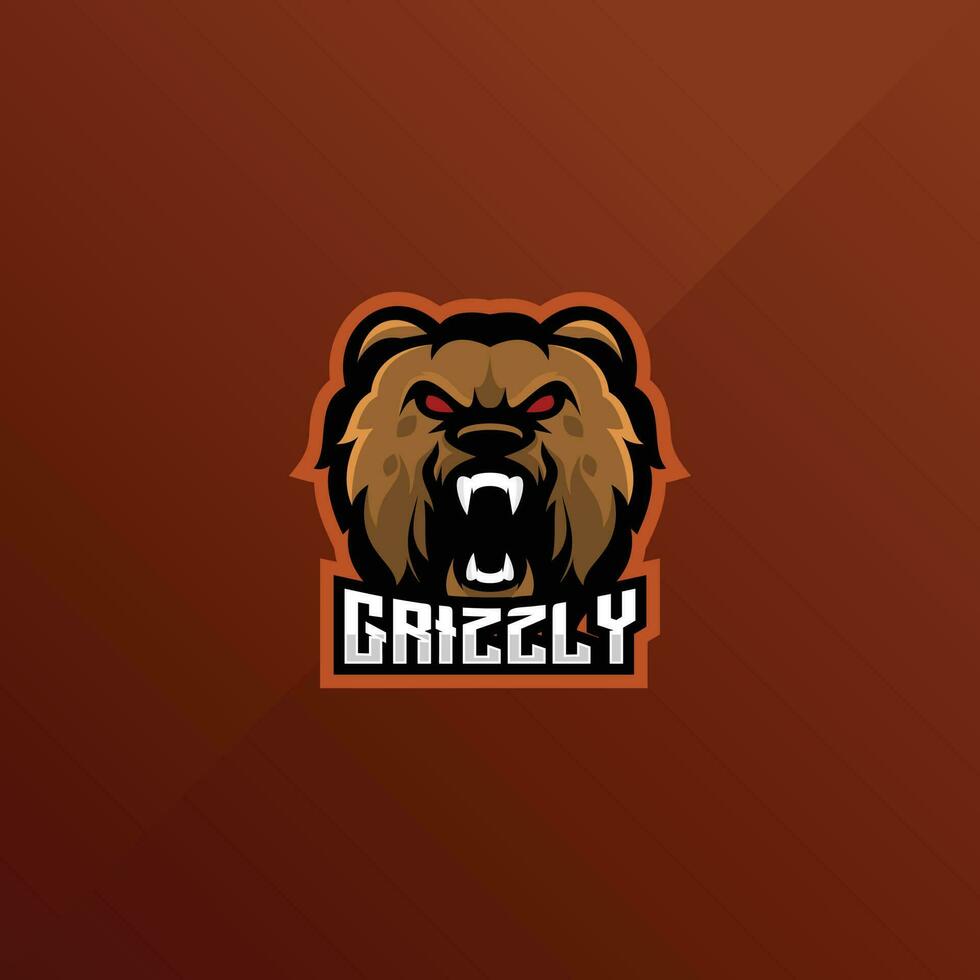grizzly angry logo gaming esport design vector