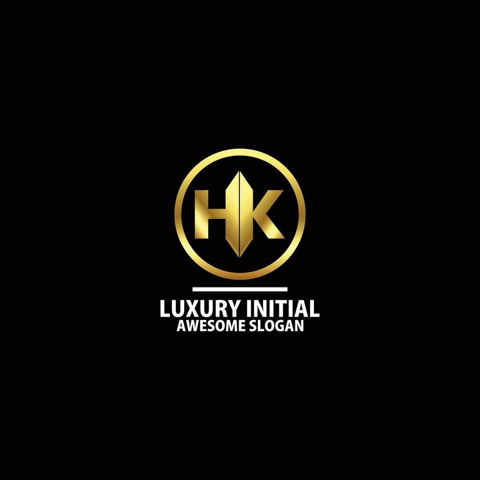 initial h k with circle logo design luxury color vector