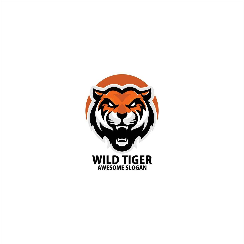 tiger angry logo gaming esport design vector