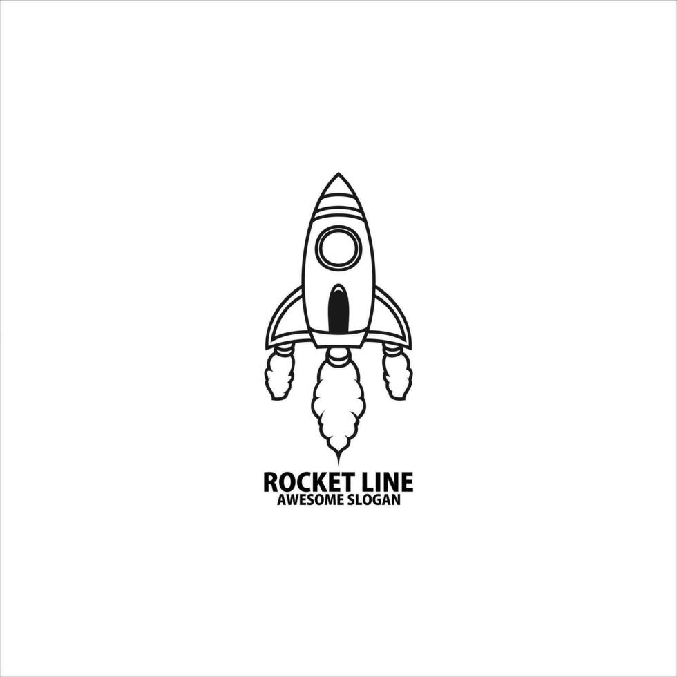 rocket line art design logo vector