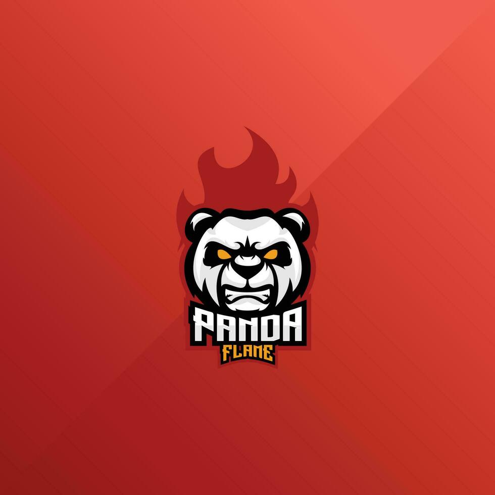 flame panda logo esport design mascot vector