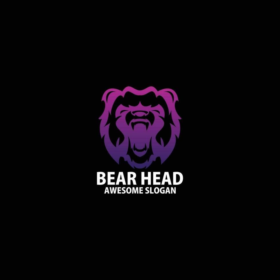 bear head logo design gradient line vector