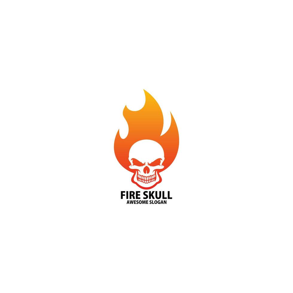 fire skull logo design gradient color vector