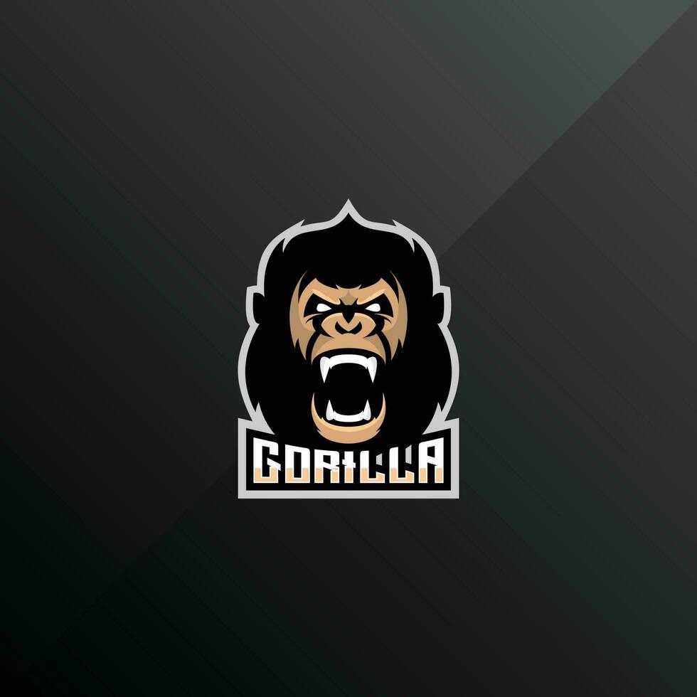 gorilla angry logo gaming esport design vector