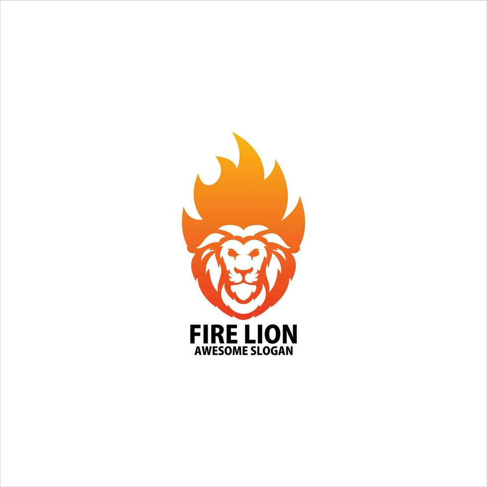 fire lion design logo gradient color vector