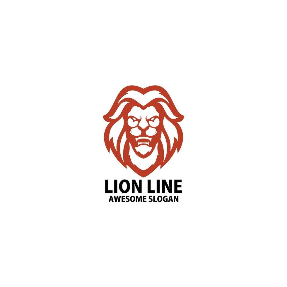 lion head logo design line color vector