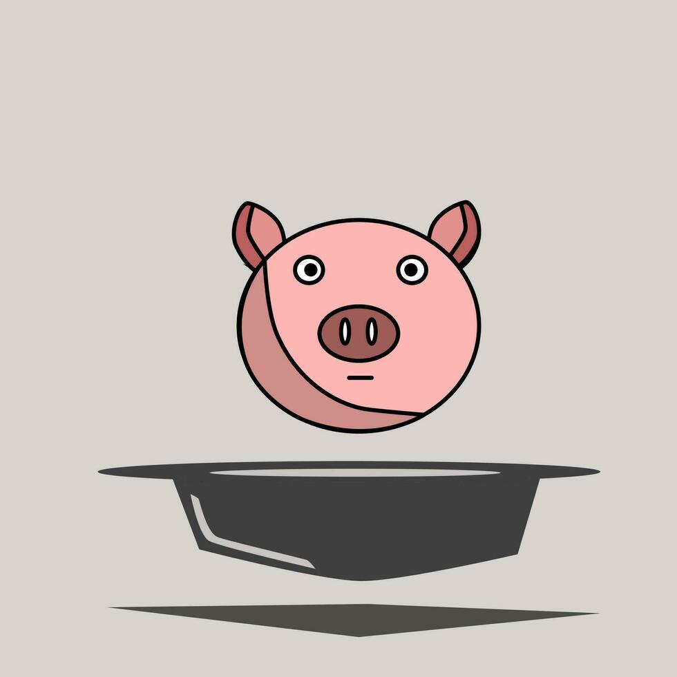cartoon pig and hat in flat style. isolated vector
