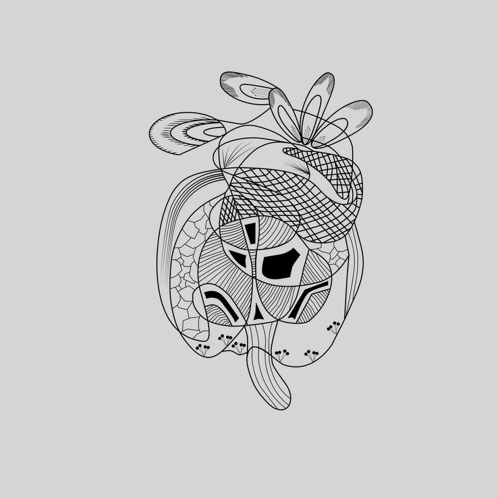Doodle background in vector with doodles, flowers and plants