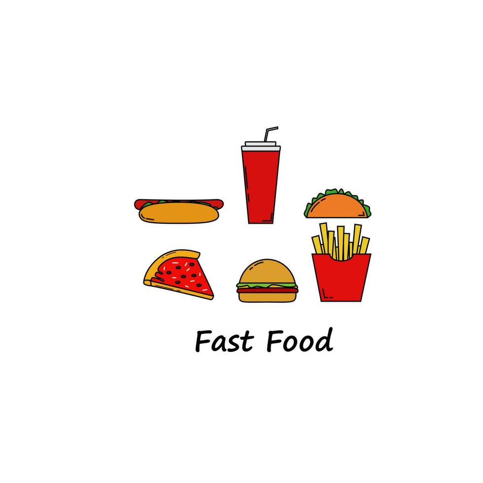 Fast Food Set icon Colored vector