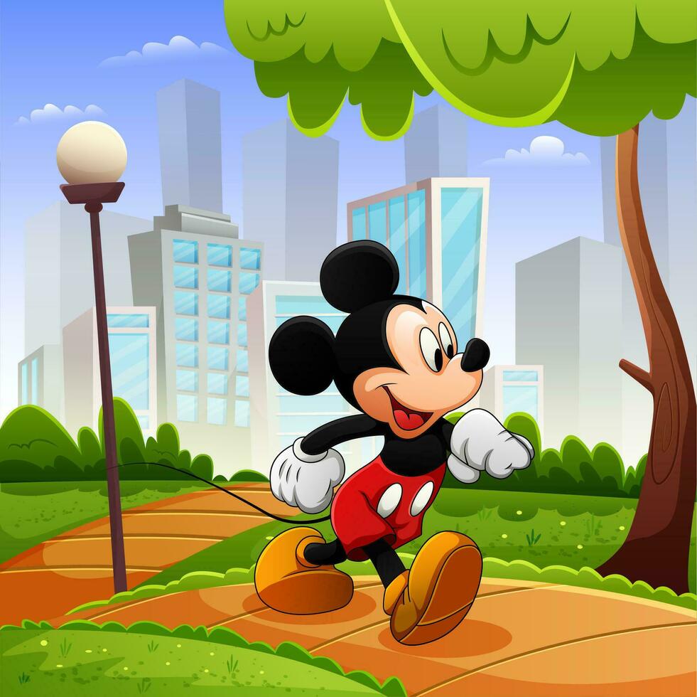 Cute Mouse Walking in the Park vector