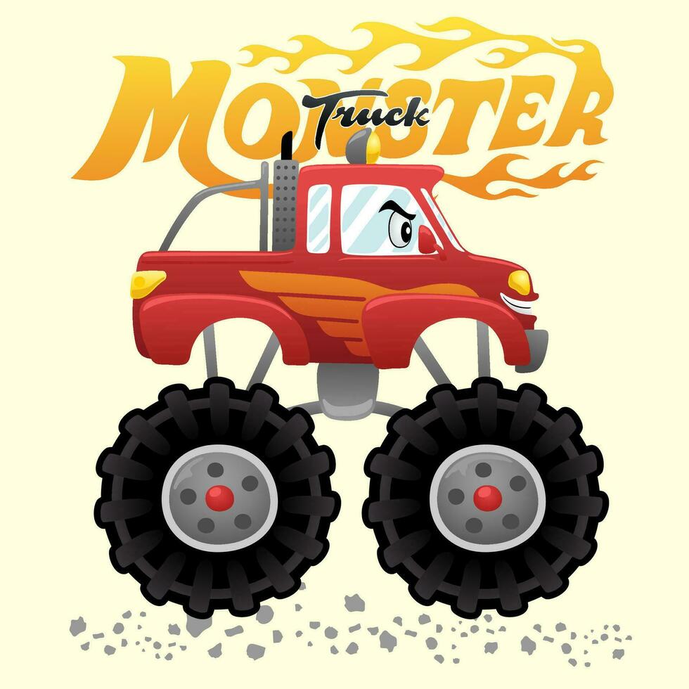 Vector illustration of cartoon monster truck