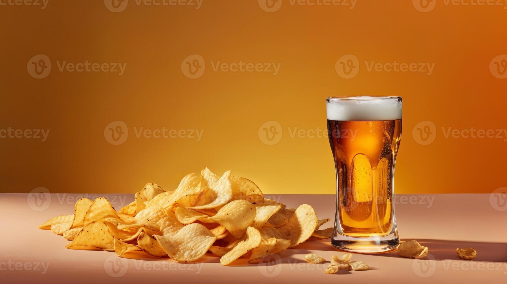 A locks in snack of brew and chips. Creative resource, photo