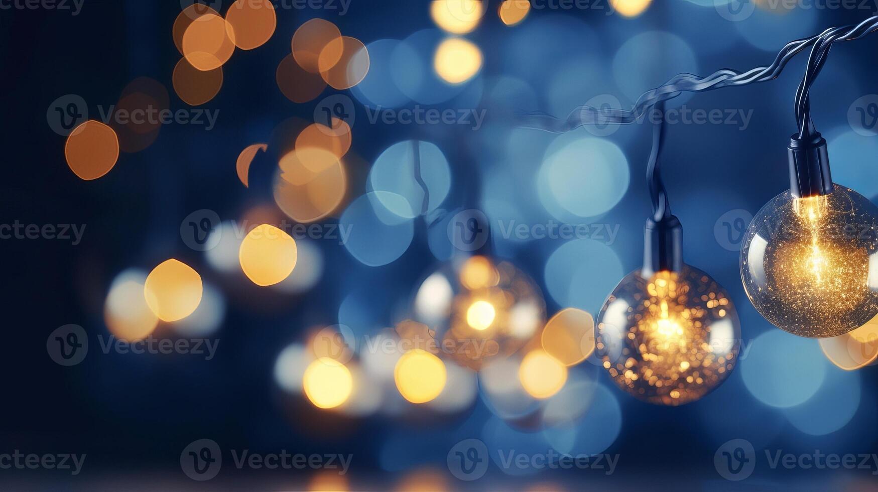 occasion light andgrade concept christmas wreath bokeh lights over dim blue foundation. Creative resource, photo