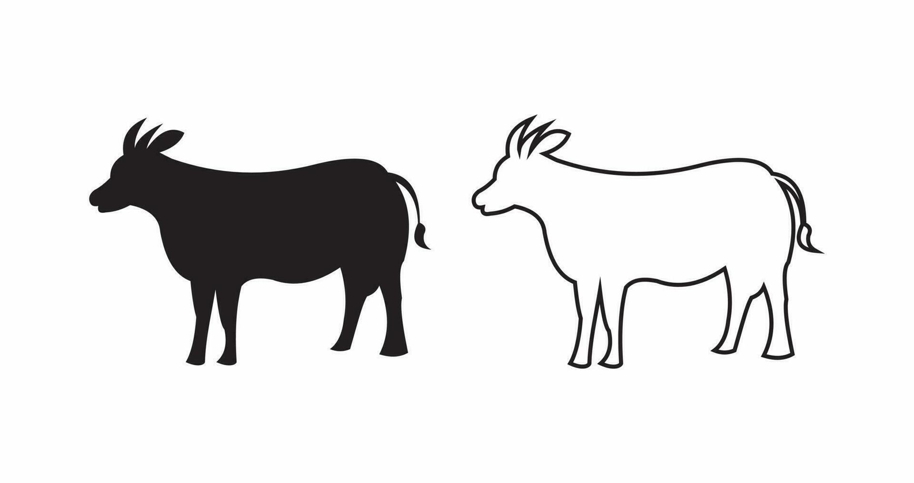 negro silueta vaca aislado en blanco. vector ilustración