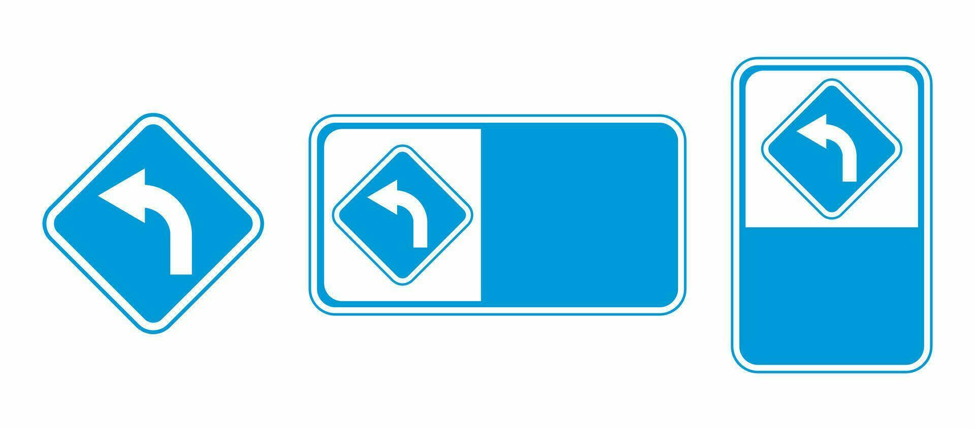 turn traffic signs and their templates vector