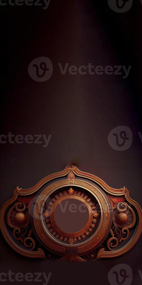 Old-Fashioned Vintage Frame or Board on Dark Background. Vertical Banner Design and Copy Space. Technology. photo
