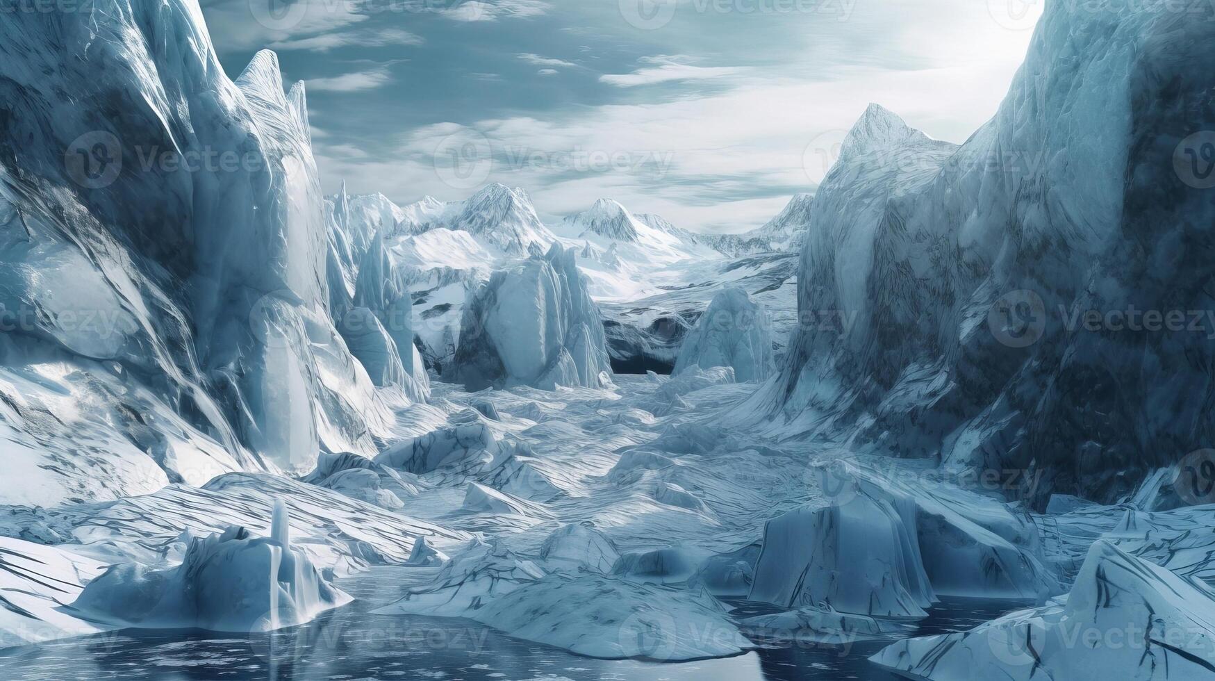 Unforgiving chilly surface of ice sheet. Creative resource, photo