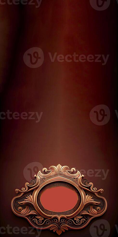 Old-Fashioned Baroque Frame or Board and Copy Space on Dark Background. Technology. photo