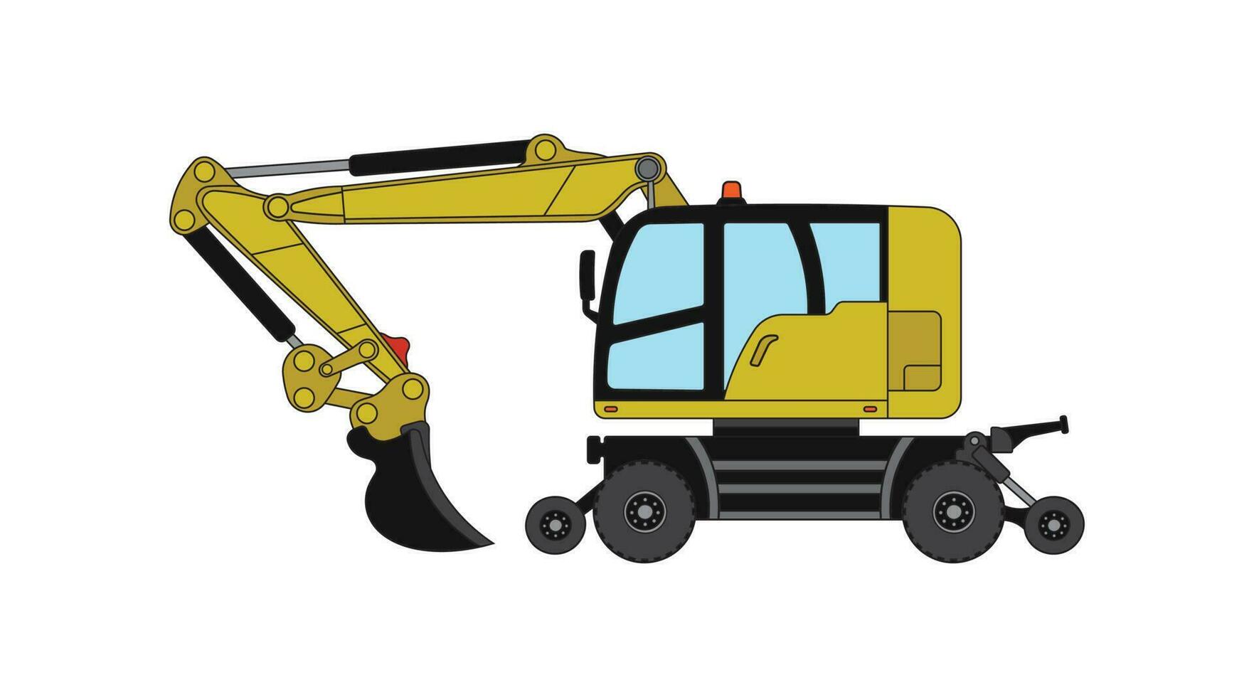 mano dibujado vector ilustración color niños construcción carril con ruedas excavador construcción máquina clipart