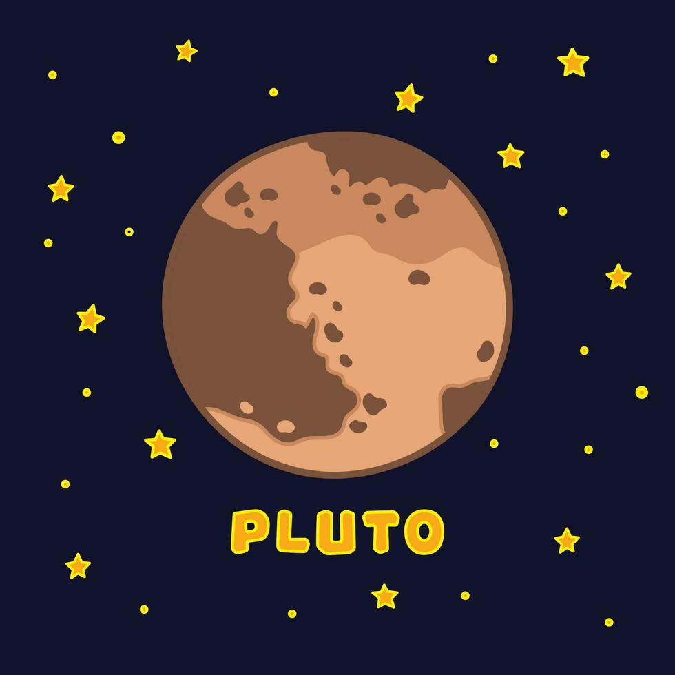 Vector illustration color children pluto icon flat design illustration