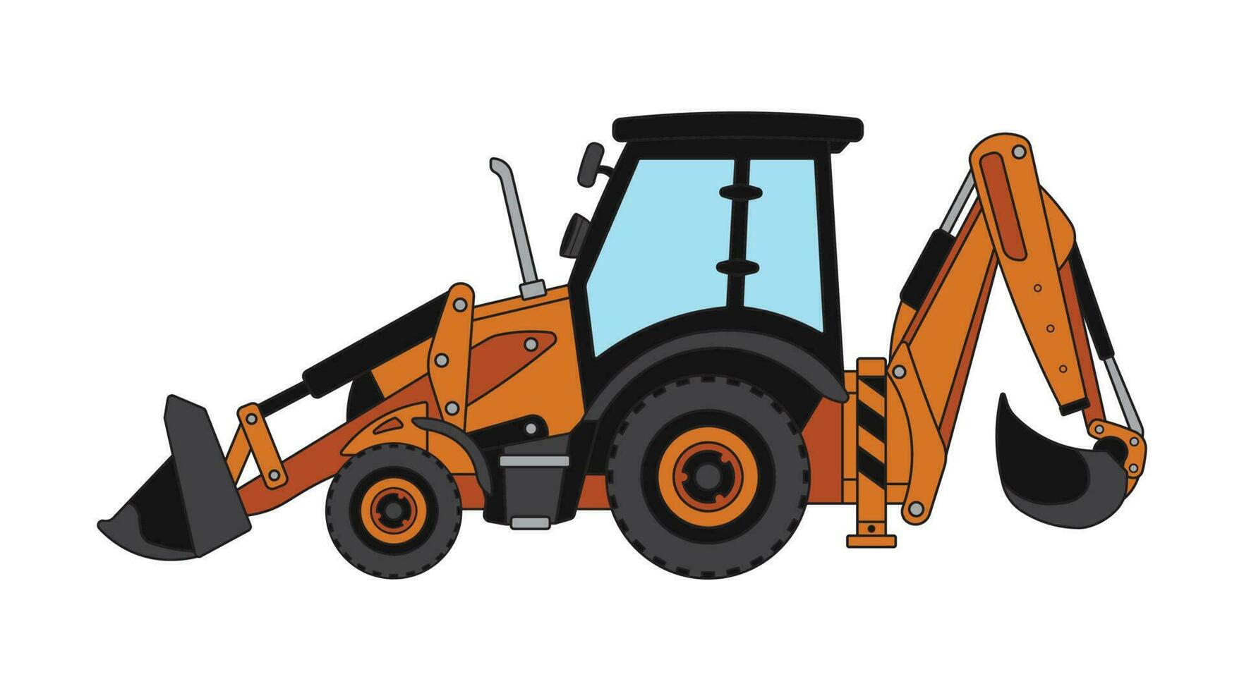 Vector illustration color children construction backhoe excavator construction machine clipart