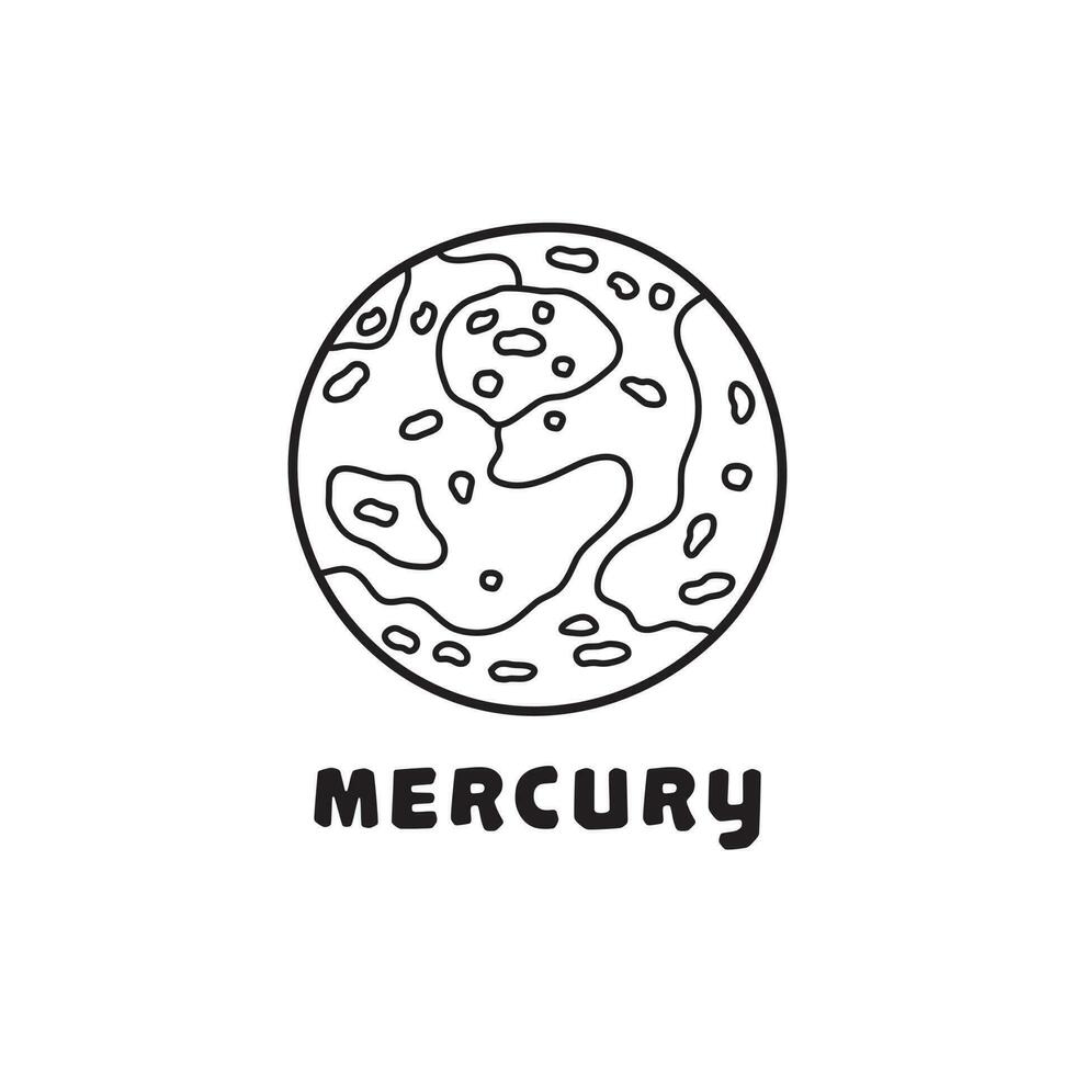 Hand drawn Vector illustration color children Mercury icon flat design illustration