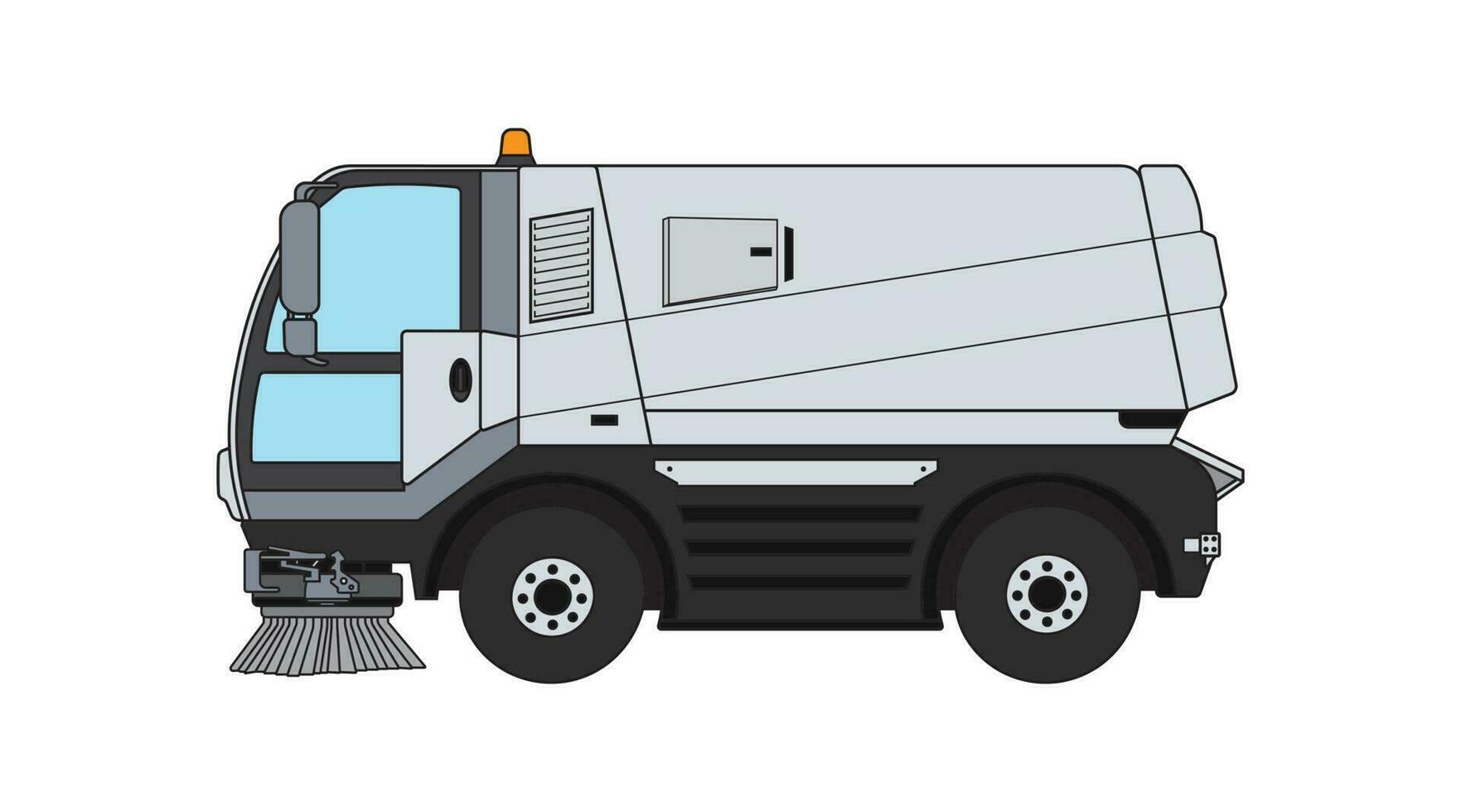 vector ilustración color niños construcción la carretera barrendero camión limpieza máquina clipart