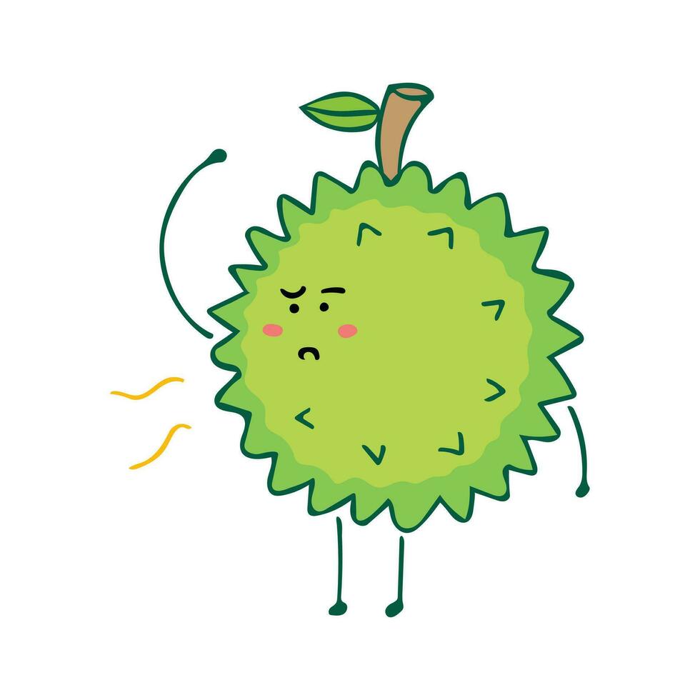 gracioso Durian tener un malo oler de axilas mascota personaje vector ilustración color niños dibujos animados clipart