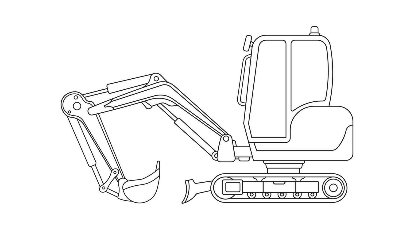 mano dibujado vector ilustración color niños construcción mini tractor excavador construcción máquina clipart