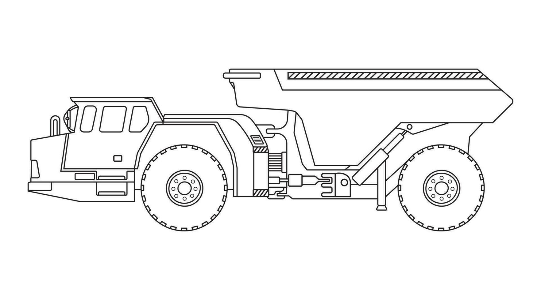 Hand drawn Vector illustration color children construction dump truck mining machine clipart