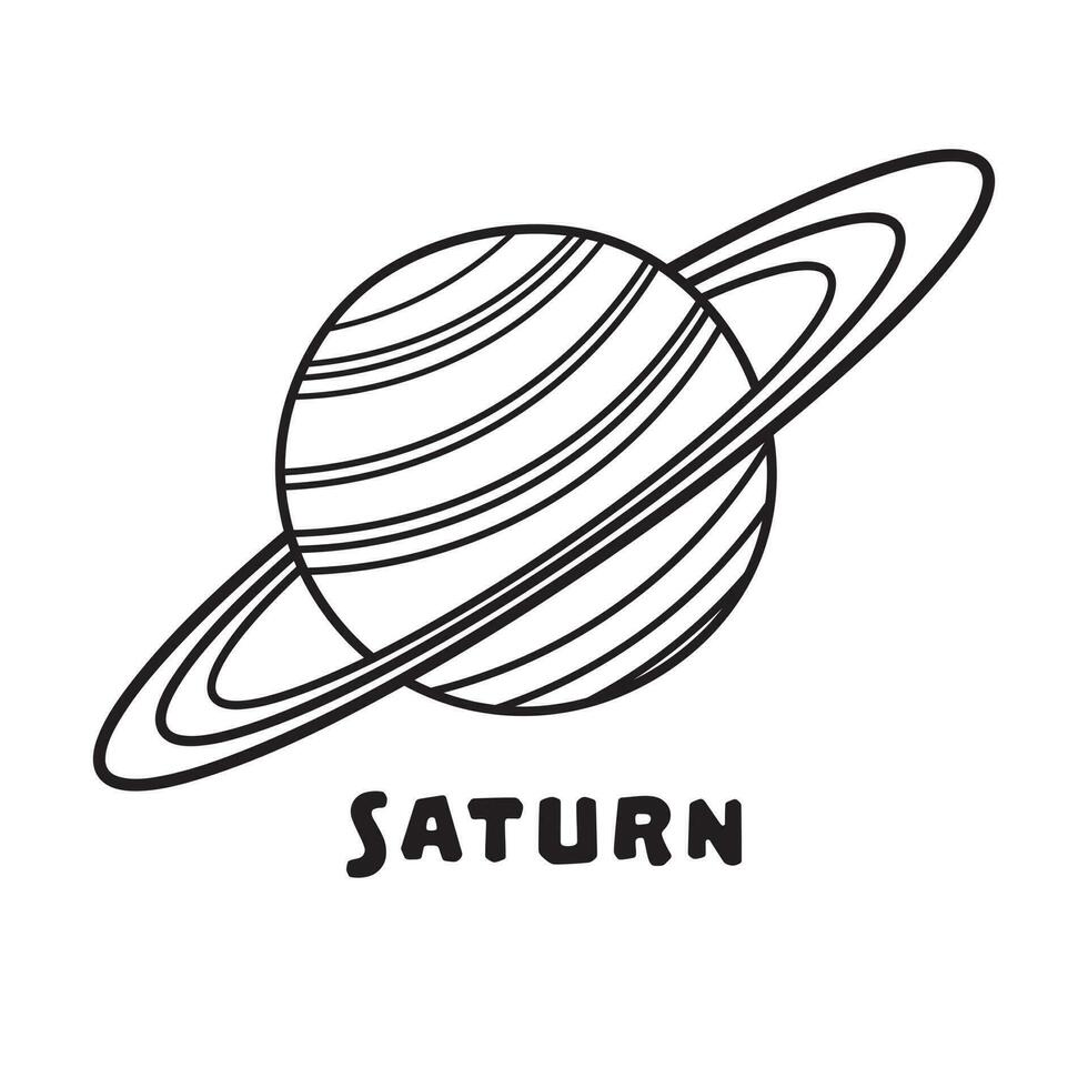 mano dibujado vector ilustración color niños Saturno icono plano diseño ilustración