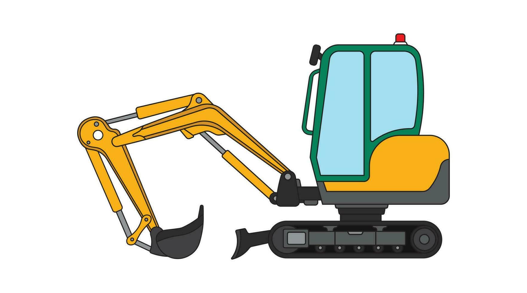 vector ilustración color niños construcción mini tractor excavador construcción máquina clipart