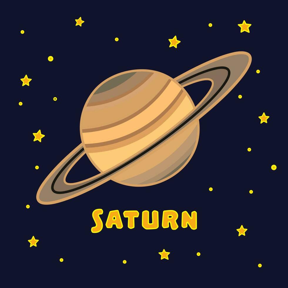 vector ilustración color niños Saturno icono plano diseño ilustración