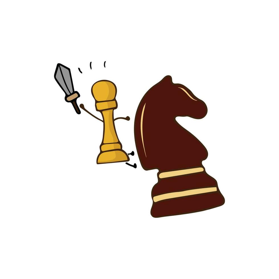 gracioso ajedrez Caballero empeñar vector dibujos animados mascota personaje vector ilustración color niños dibujos animados clipart
