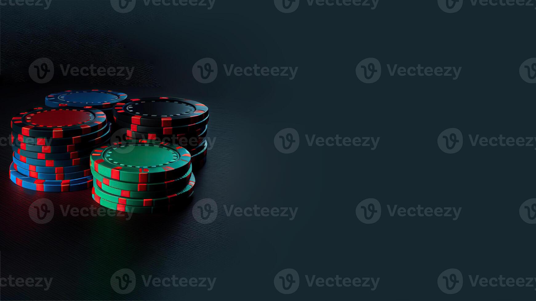 Stack of Realistic Colorful Poker Chips or Gambling Tokens for Casino Game. Betting on a Better Financial Future, Technology. photo