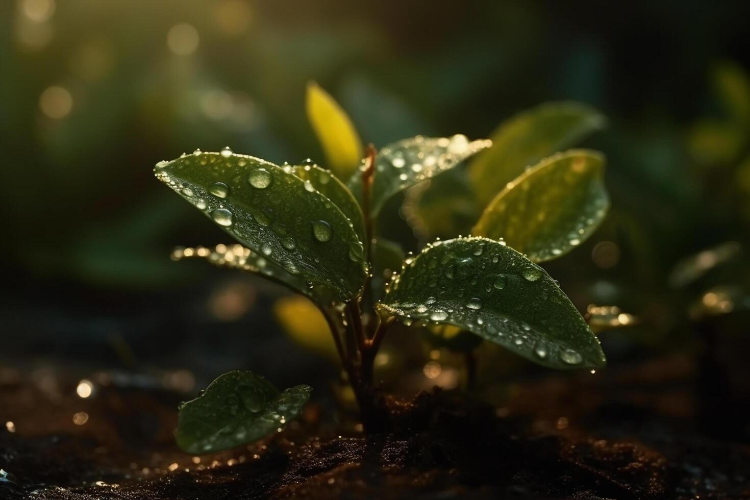 Green seedling illustrating concept of new life and eco-friendly development photo
