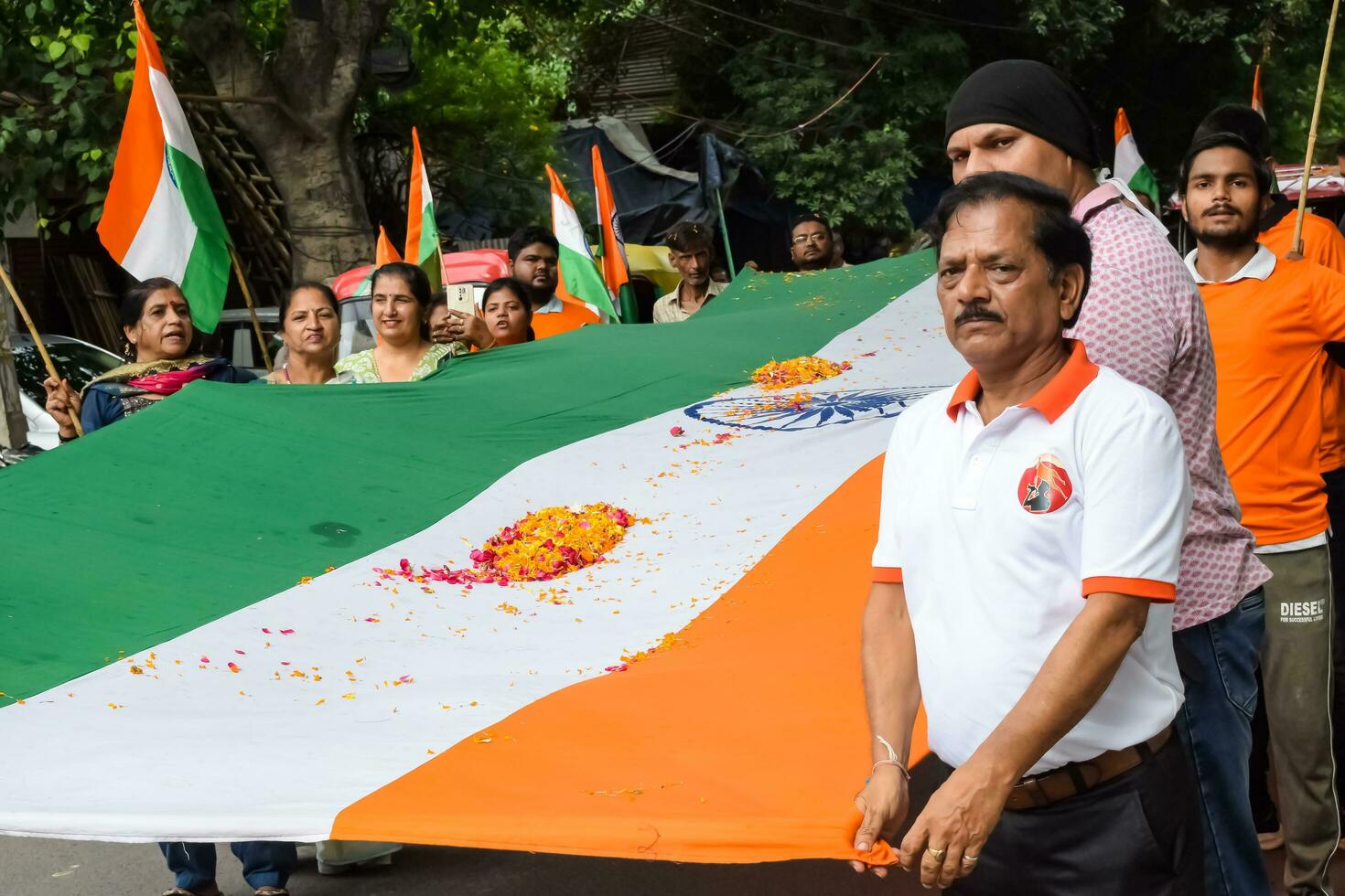 Delhi, India -15 May 2023 - Large group of people during big Tiranga ...