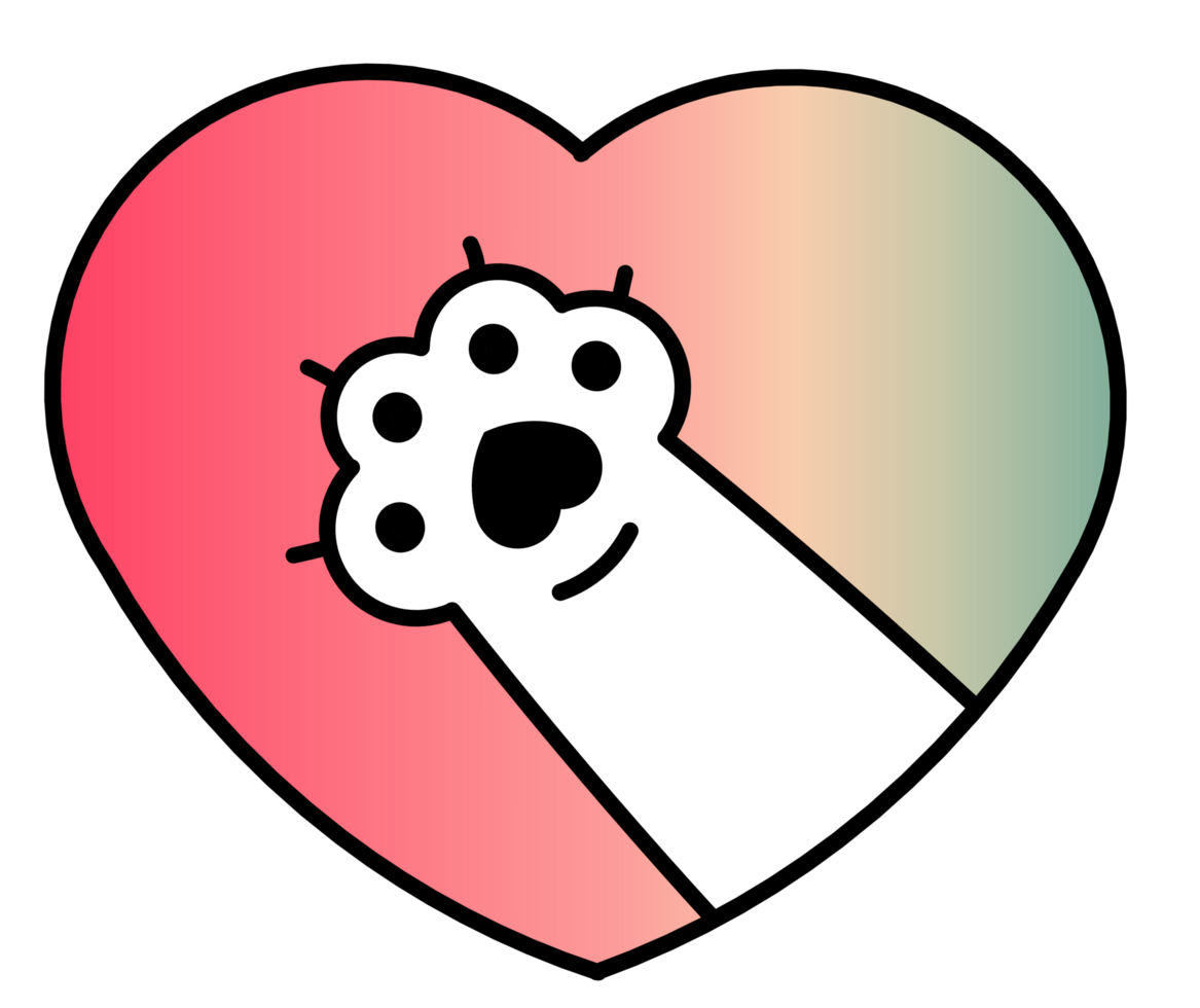 cute kitty cat paw heart png