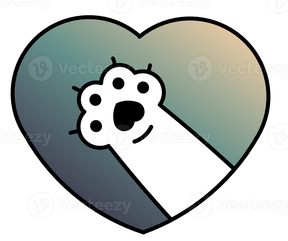cute kitty cat paw heart png