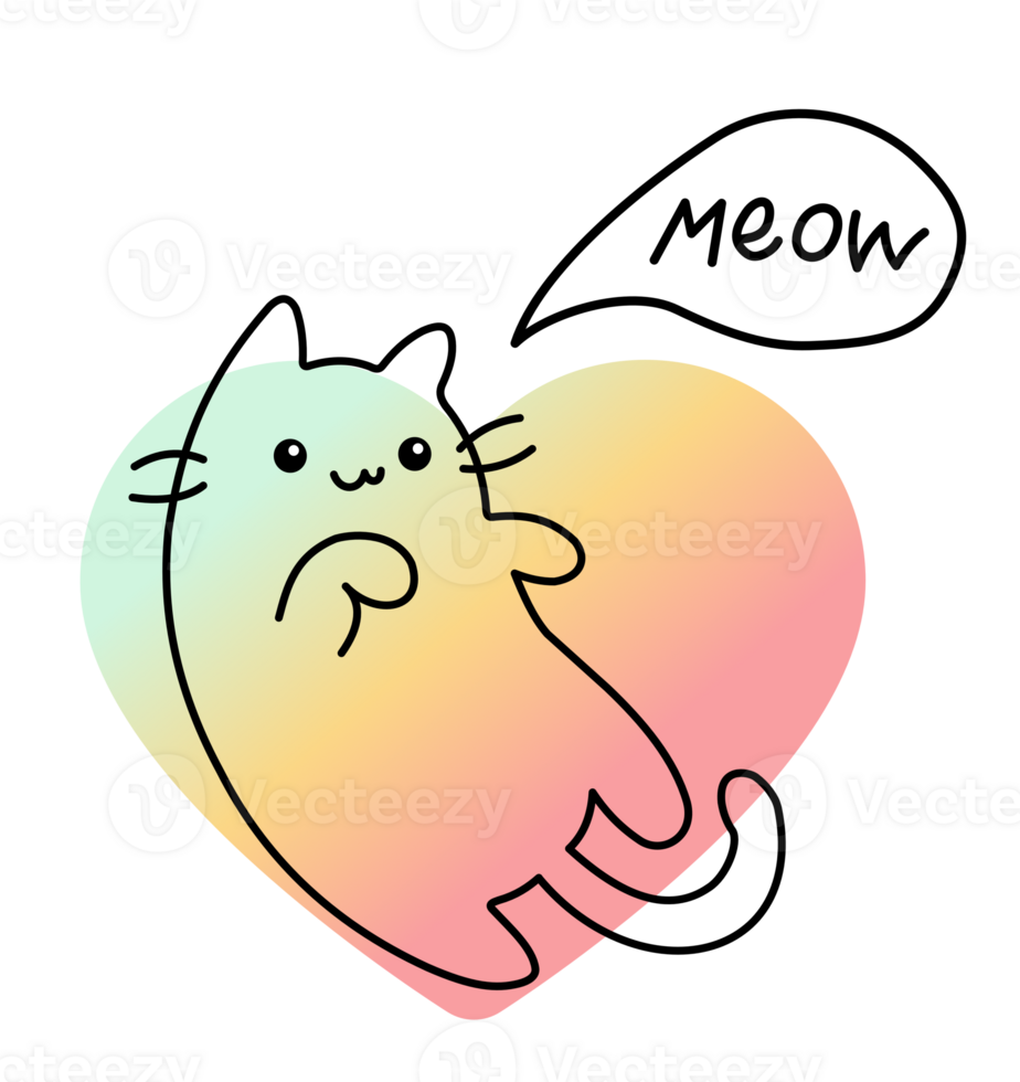 Floating love cute kitty cat png