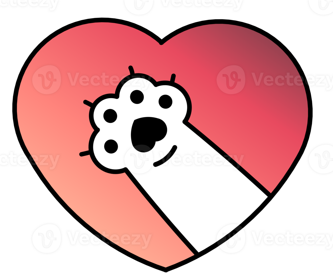 cute kitty cat paw heart png