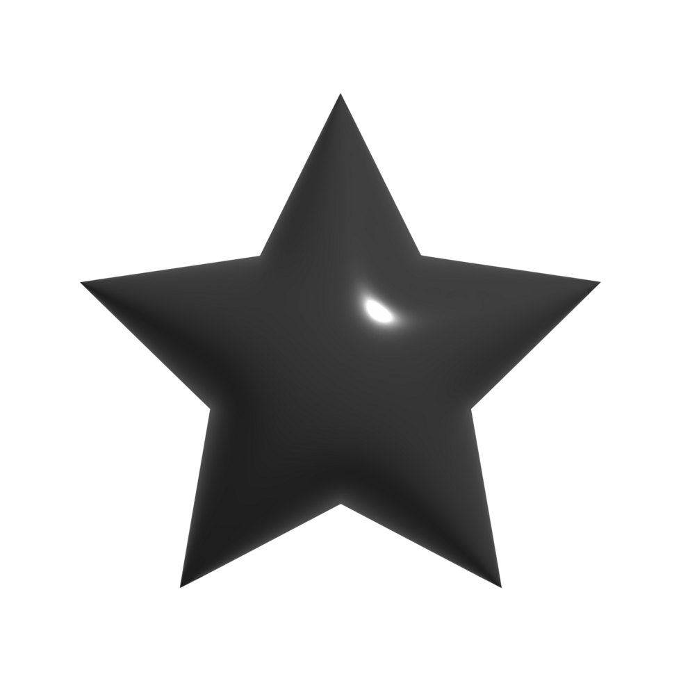 Star icon in cartoon 3d style isolated on transparant background png