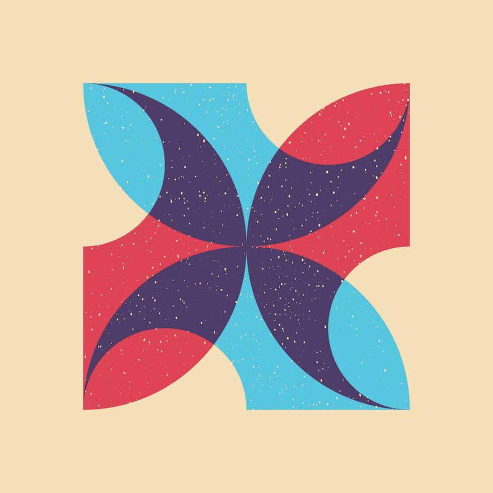 Geometric object  with riso print effect. Vector. Graphic element  for fabric, textile, clothing, wrapping paper, wallpaper, poster. Graphic element.  Perfect For your own decoration or design vector