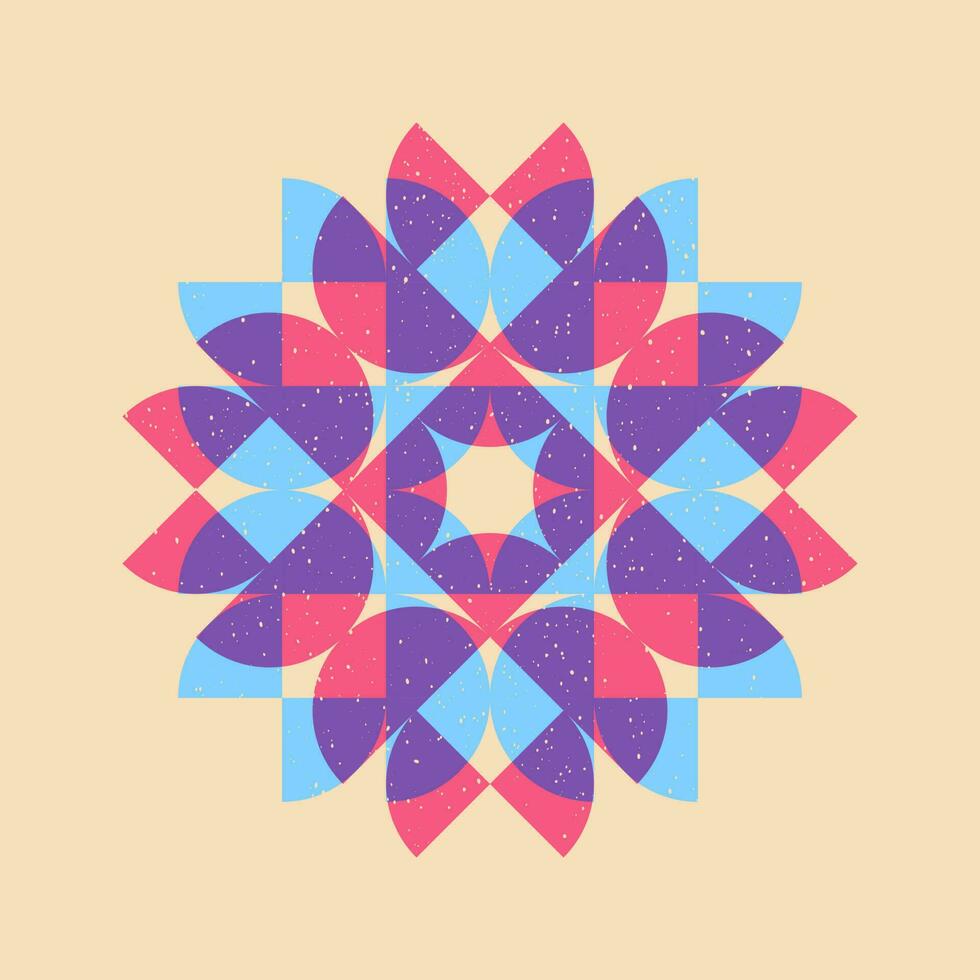 Geometric object  with riso print effect. Vector. Graphic element  for fabric, textile, clothing, wrapping paper, wallpaper, poster. Graphic element.  Perfect For your own decoration or design vector