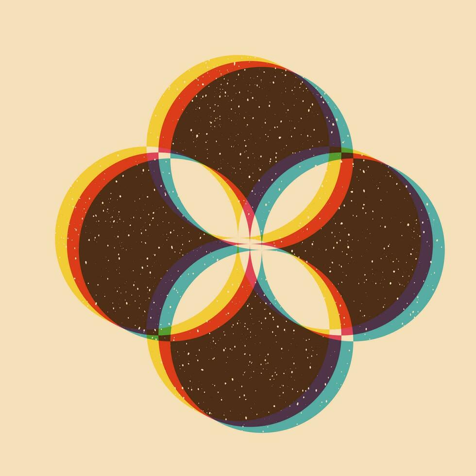 Geometric object  with riso print effect. Vector. Graphic element  for fabric, textile, clothing, wrapping paper, wallpaper, poster. Graphic element.  Perfect For your own decoration or design vector