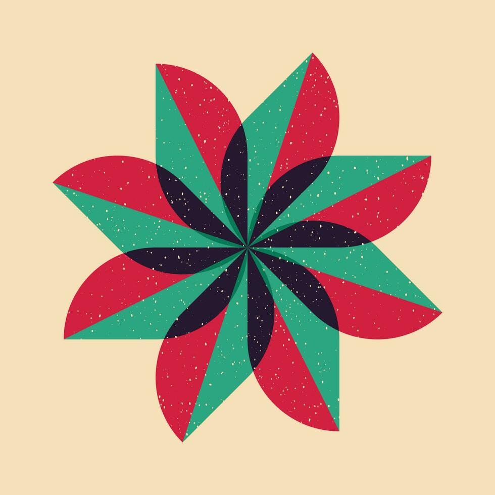 Geometric object  with riso print effect. Vector. Graphic element  for fabric, textile, clothing, wrapping paper, wallpaper, poster. Graphic element.  Perfect For your own decoration or design vector