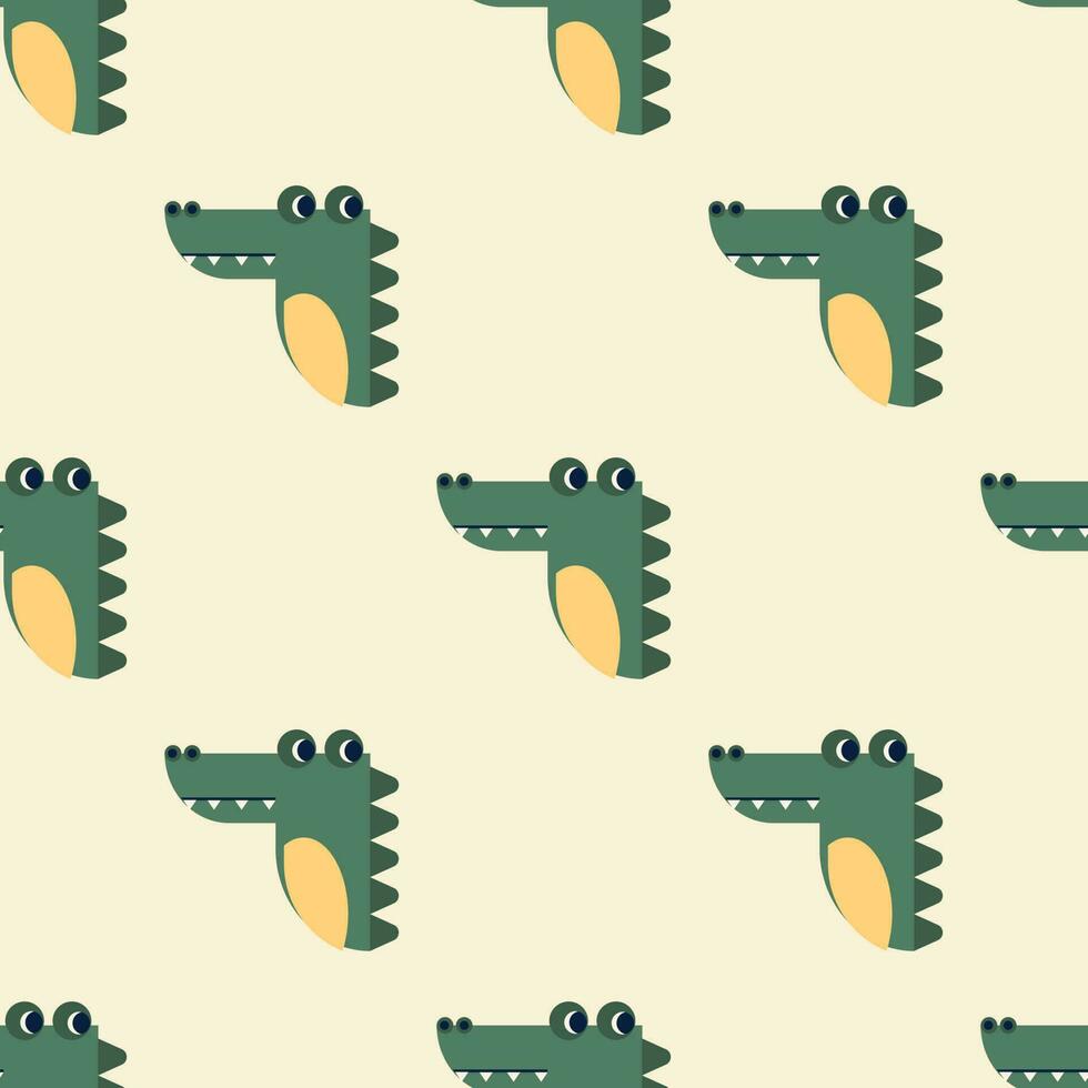 Seamless vector  pattern with cute crocodile character. Cute vector illustration for kids. Perfect print for fabric, textile, wallpaper, poster, postcard and gift wrapping. Pastel colors