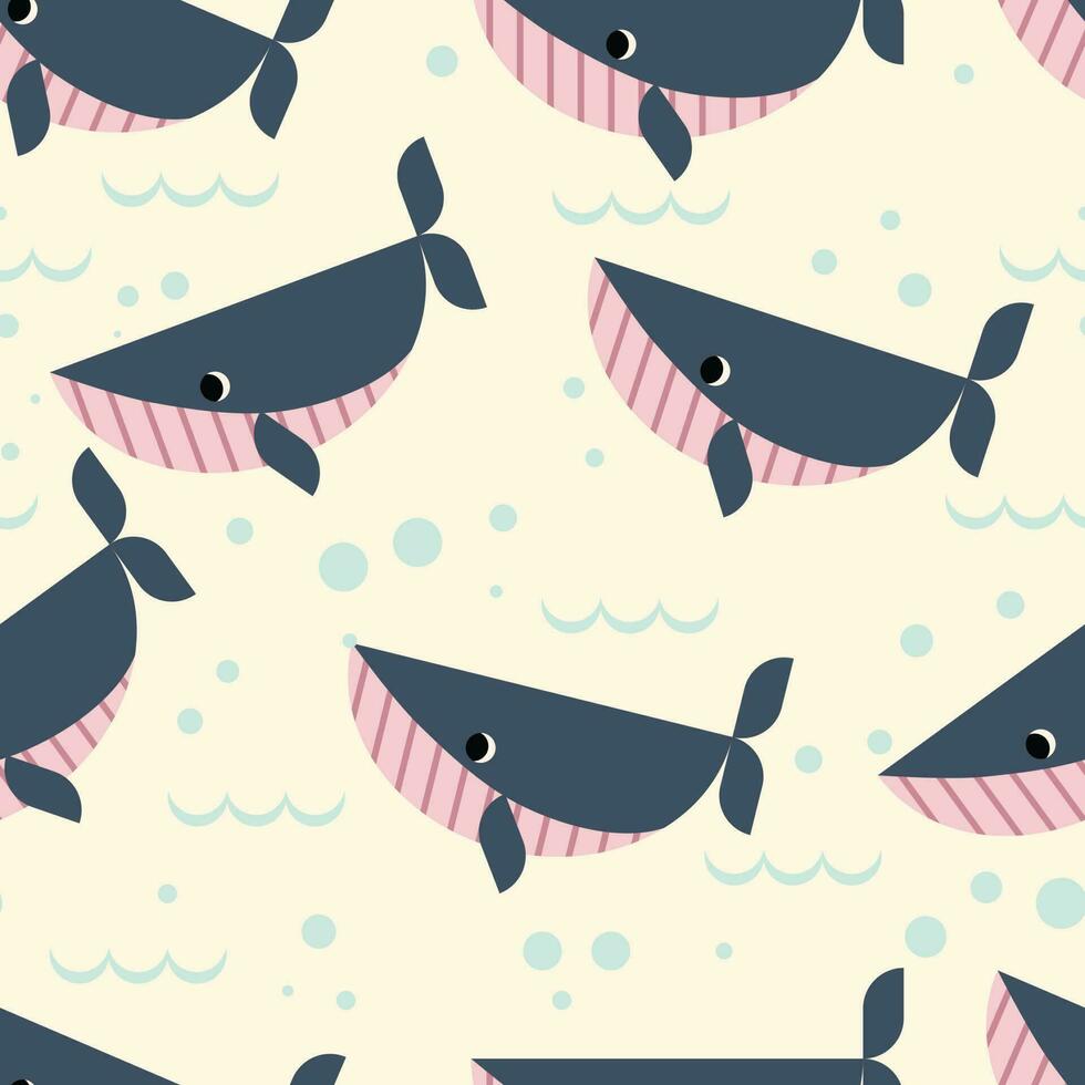 Whales. For the decor of the children's room, prints, for the pattern of children's clothing, postcards, invitations. vector