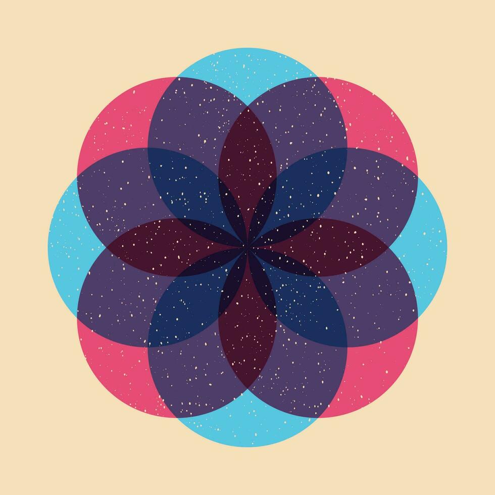 Geometric object  with riso print effect. Vector. Graphic element  for fabric, textile, clothing, wrapping paper, wallpaper, poster. Graphic element.  Perfect For your own decoration or design vector