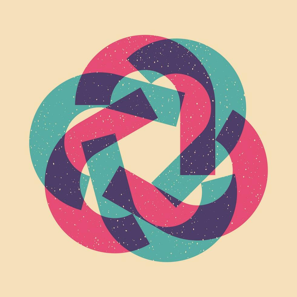 Geometric object  with riso print effect. Vector. Graphic element  for fabric, textile, clothing, wrapping paper, wallpaper, poster. Graphic element.  Perfect For your own decoration or design vector